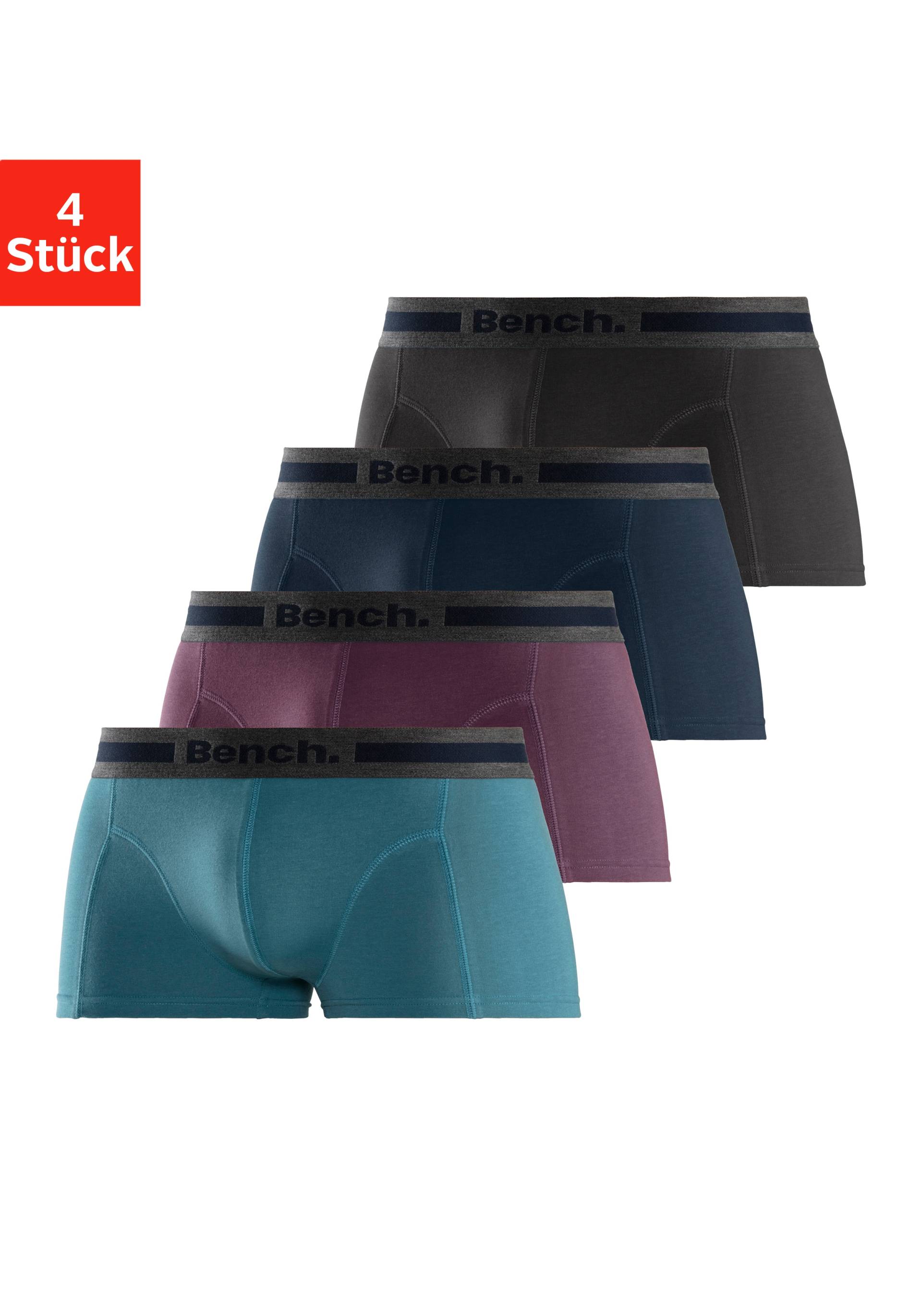 Bench. Boxershorts, (Packung, 4 St.), in Hipster-Form mit Overlock-Nähten vorn von Bench.