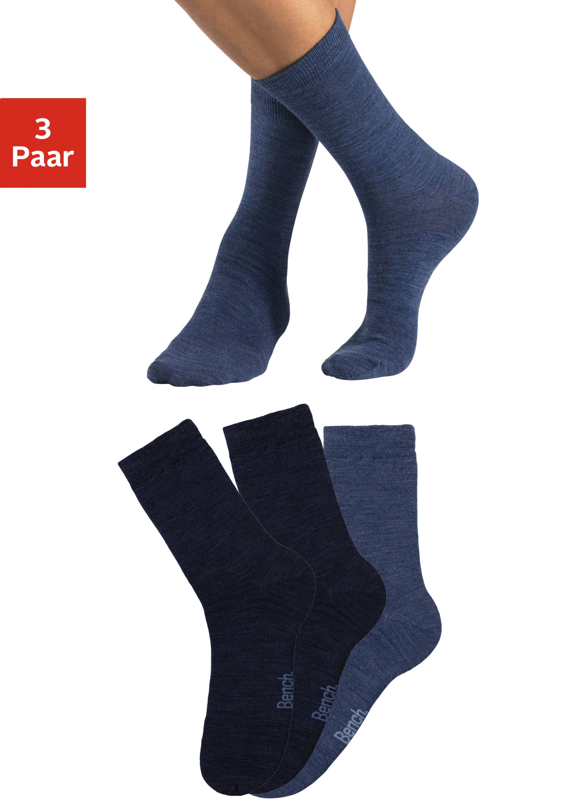 Bench. Socken, (Packung, 3 Paar), Wollsocken Herren aus flauschigem Material von Bench.