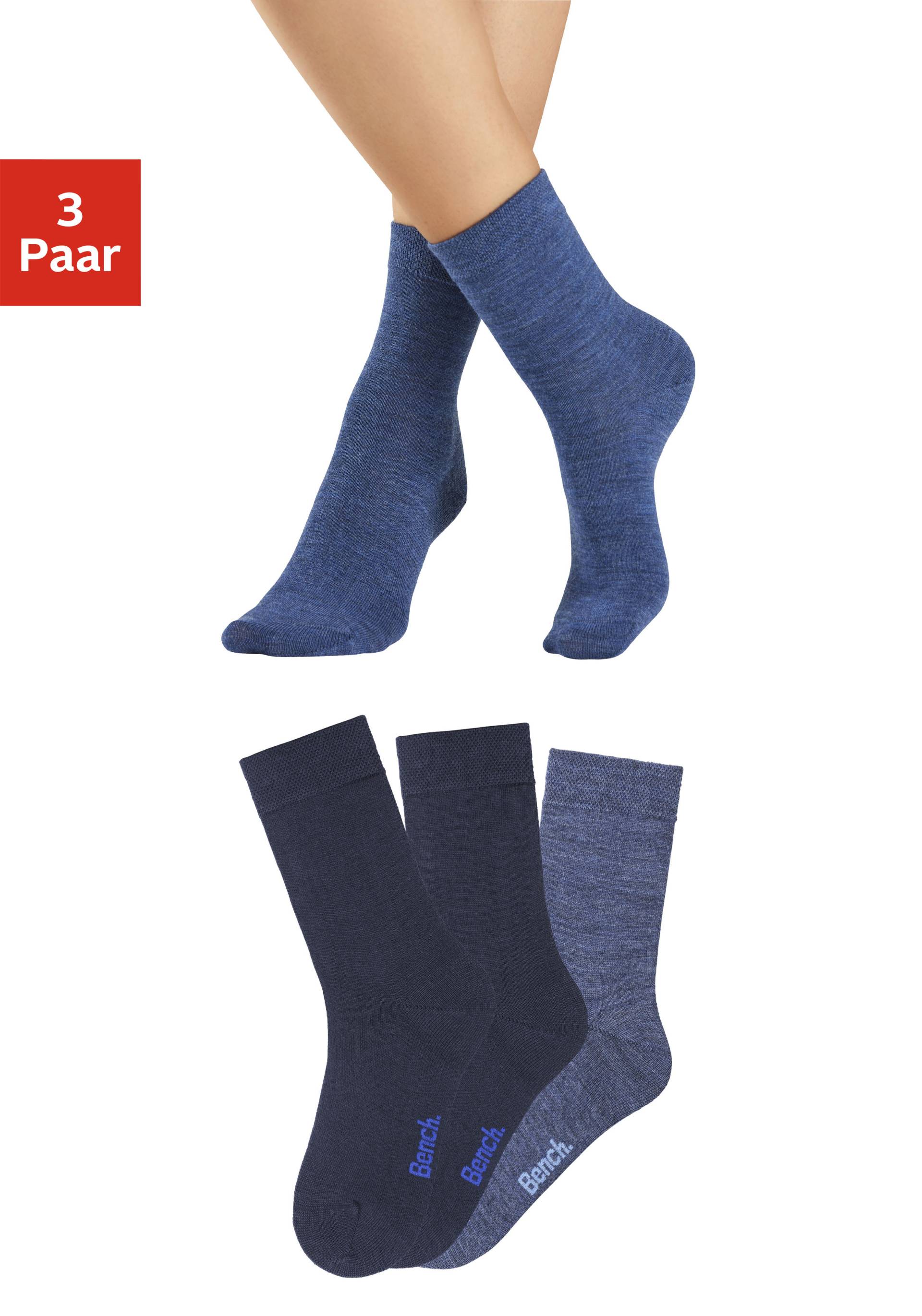 Bench. Socken, (Packung, 3 Paar), aus flauschigem Material mit hohem Wollanteil von Bench.