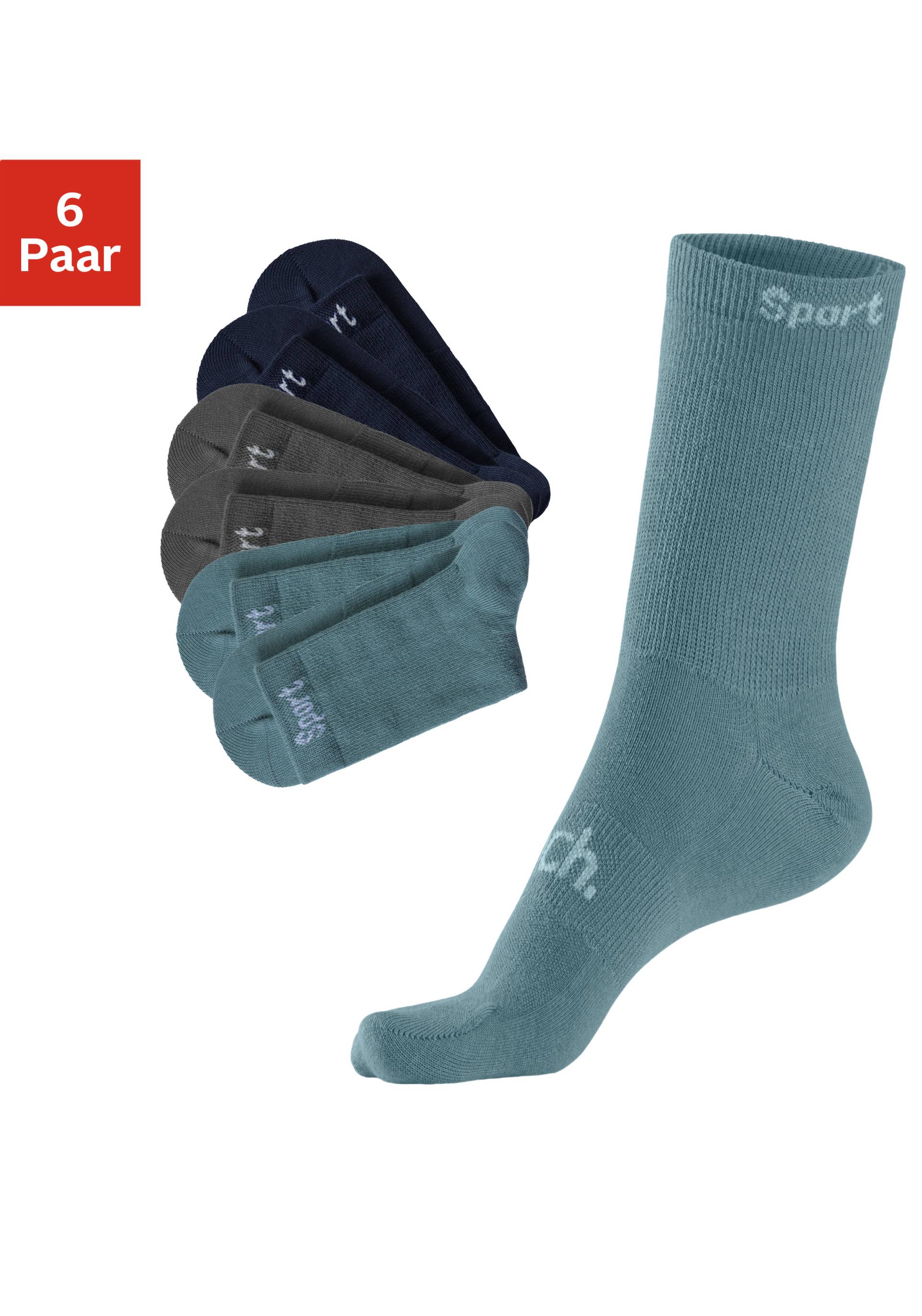 Bench. Sportsocken, (Packung, 6 Paar), mit antibakterieller Feuchtigkeitsregulierung von Bench.