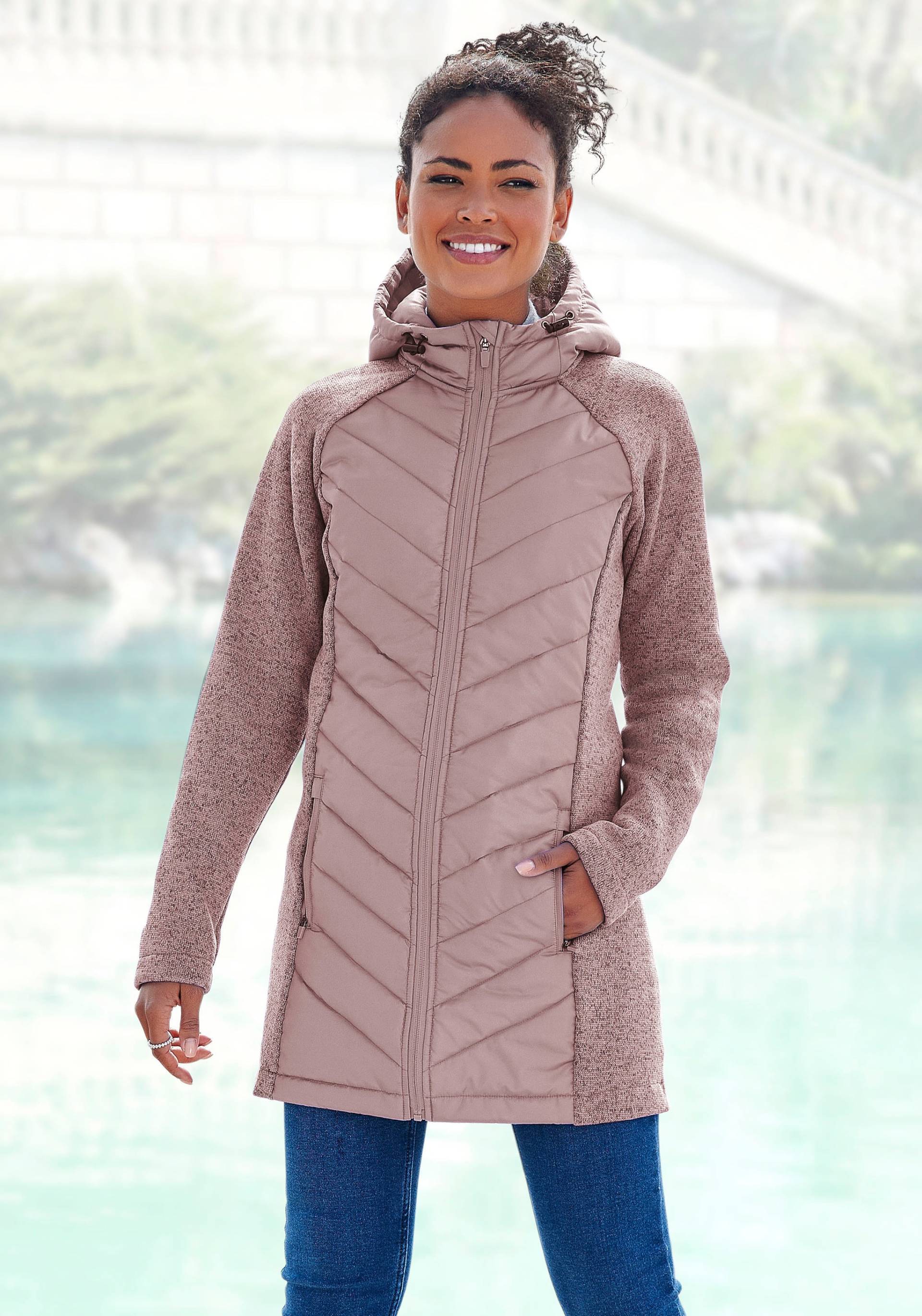 Vivance Steppjacke, mit Kapuze, mit Strickfleece-Ärmeln von Vivance