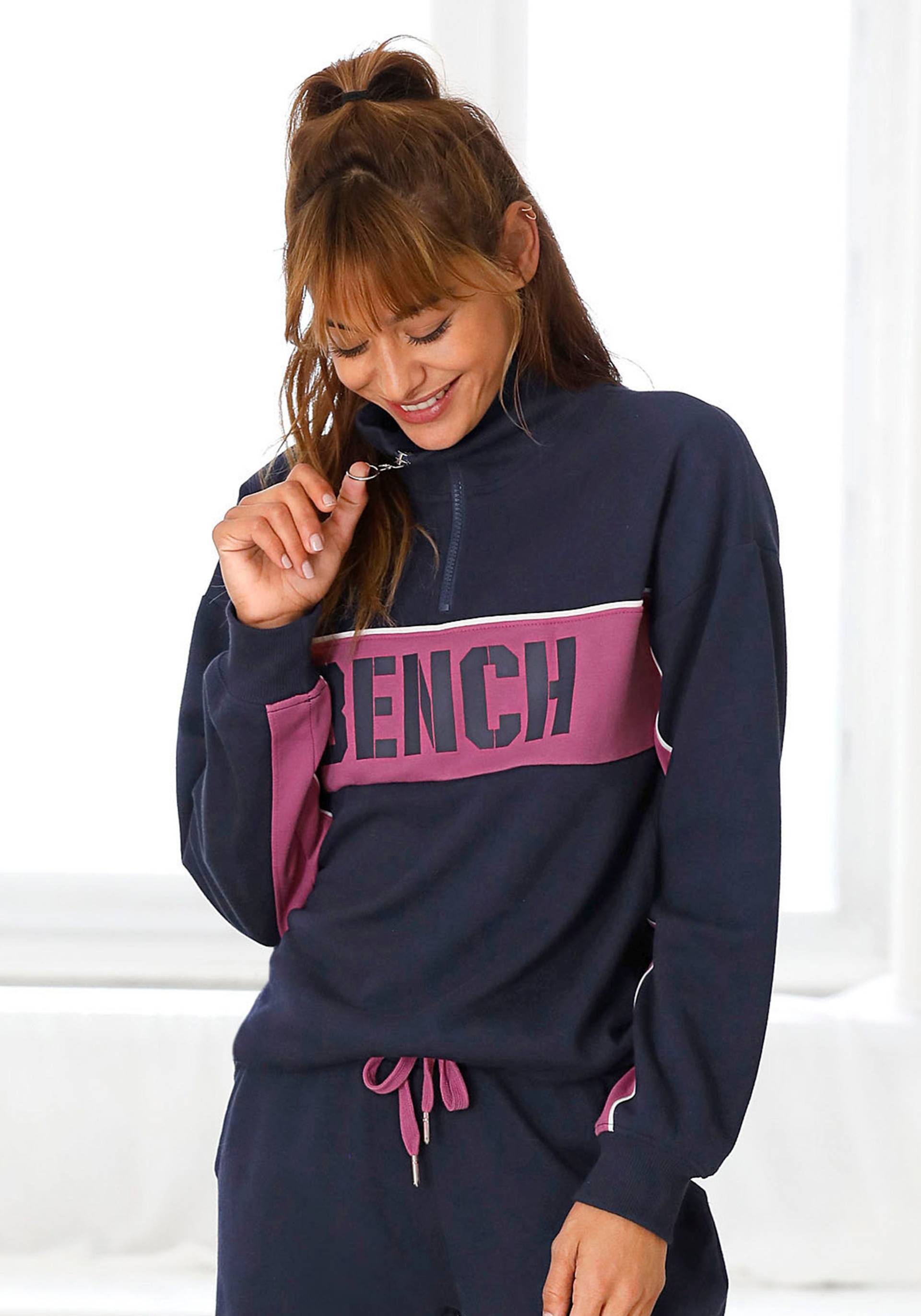 Bench. Sweatshirt, im Color-Blocking Design mit Logoprint, Loungeanzug von Bench.