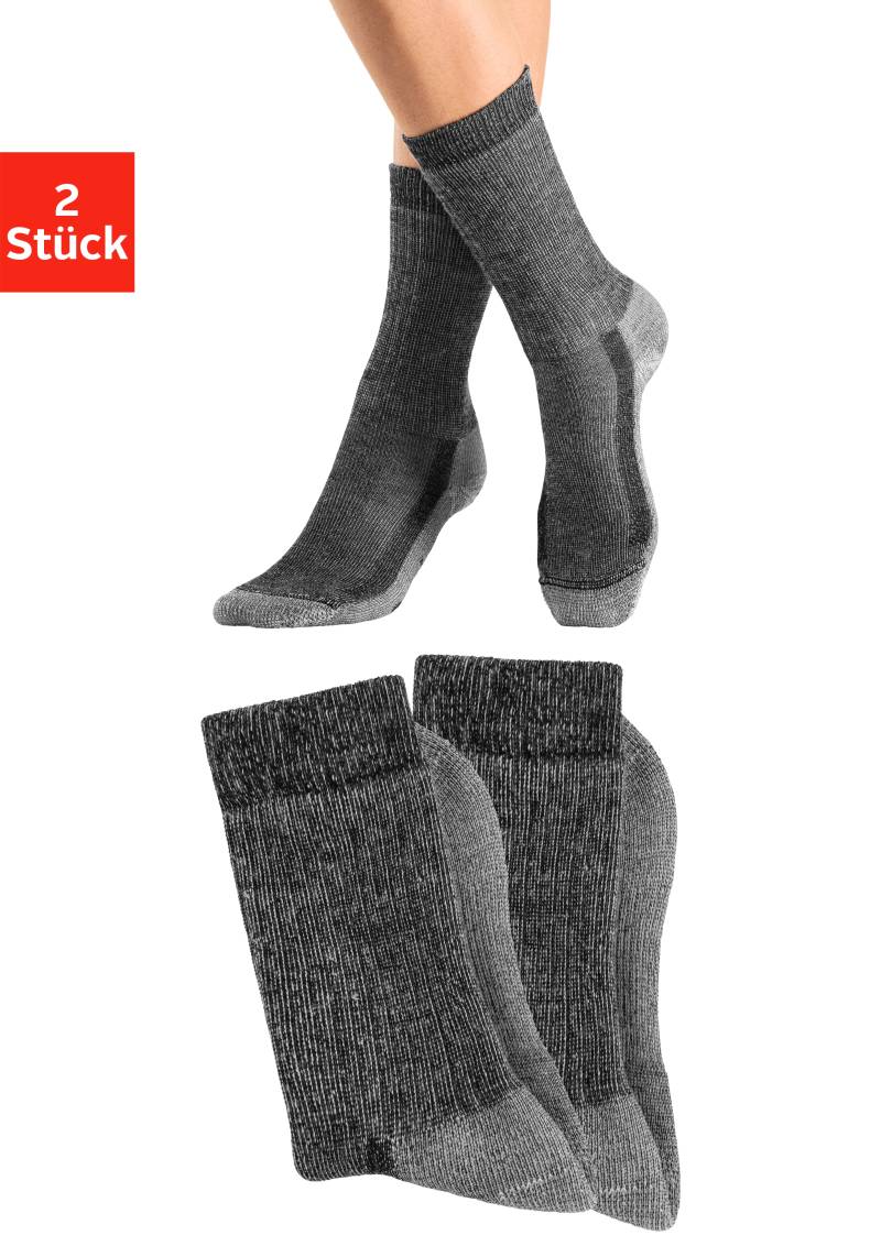 Bench. Wandersocken, (Packung, 2 Paar), Wollsocken aus flauschigem Material mit 65% Wolle von Bench.