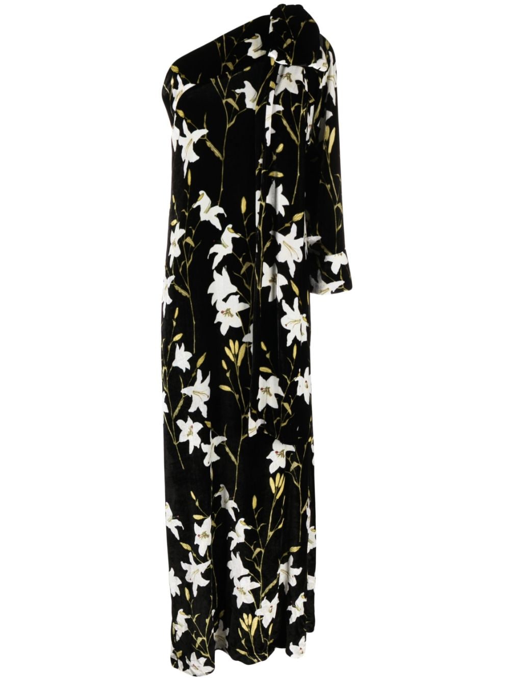 Bernadette Nel floral-print one-shoulder dress - Black