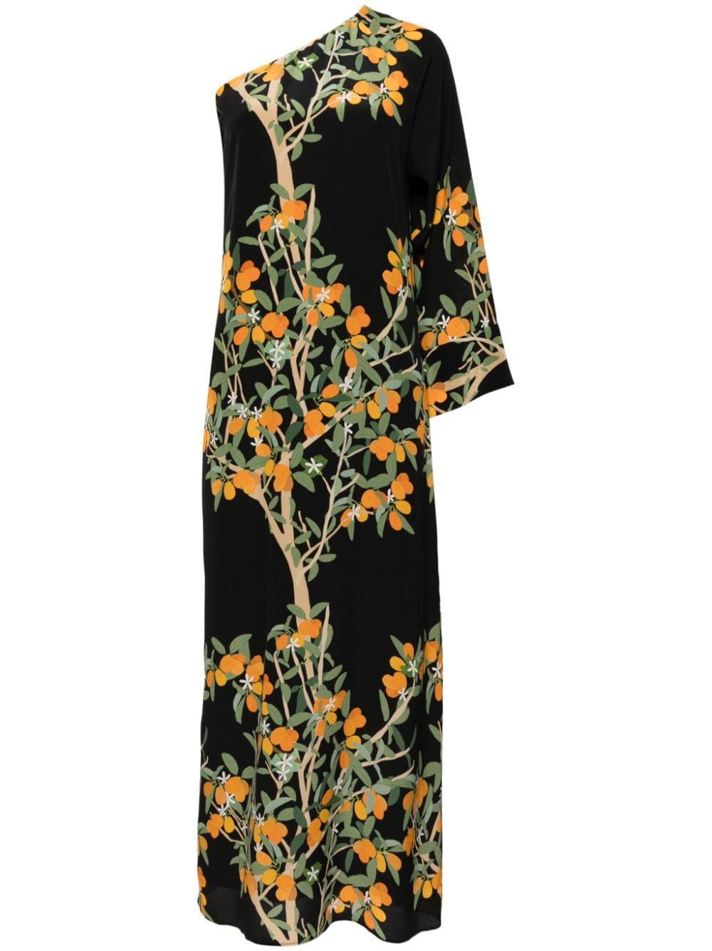 Bernadette lemon print single-sleeved silk maxidress - Black von Bernadette