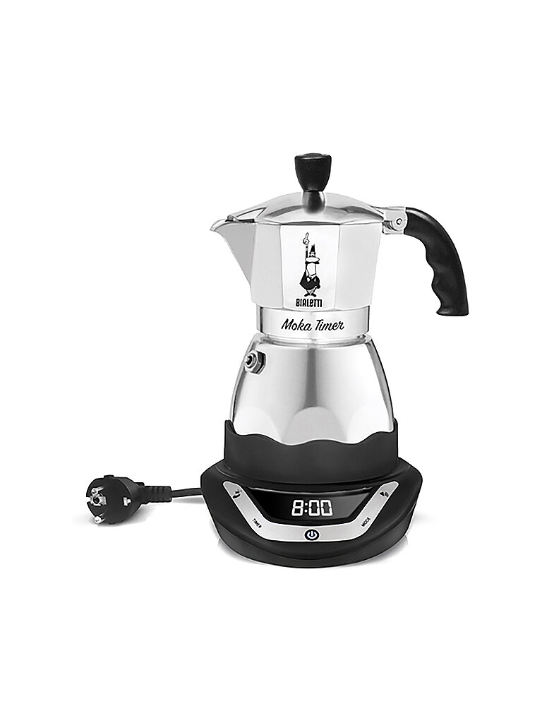 BIALETTI Espressokocher elektrisch EASY TIMER 6 Tassen Alu / Schwarz silber von Bialetti