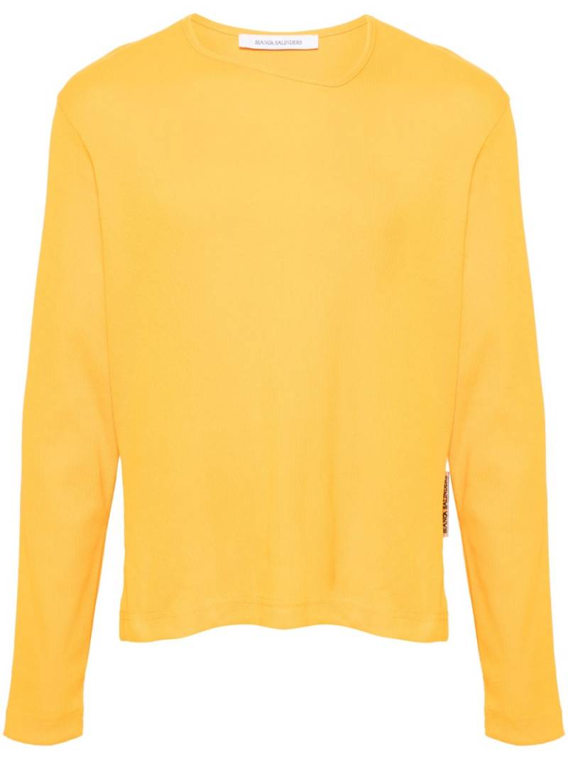 Bianca Saunders asymmetric-neck cotton T-shirt - Yellow von Bianca Saunders