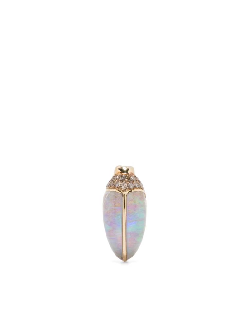 Bibi van der Velden 18kt yellow and white gold mini Scarab Opal stud earring von Bibi van der Velden