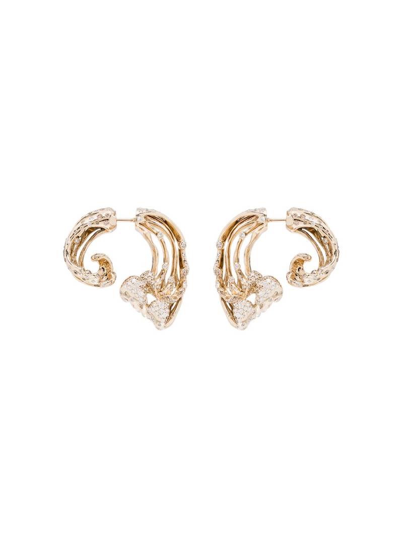 Bibi van der Velden 18kt yellow gold wave diamond earrings von Bibi van der Velden