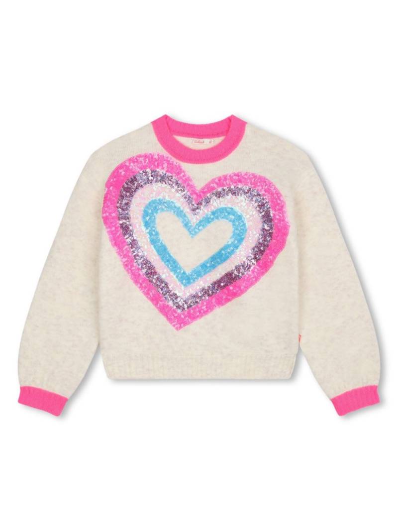 Billieblush heart-embellished jumper - Neutrals von Billieblush