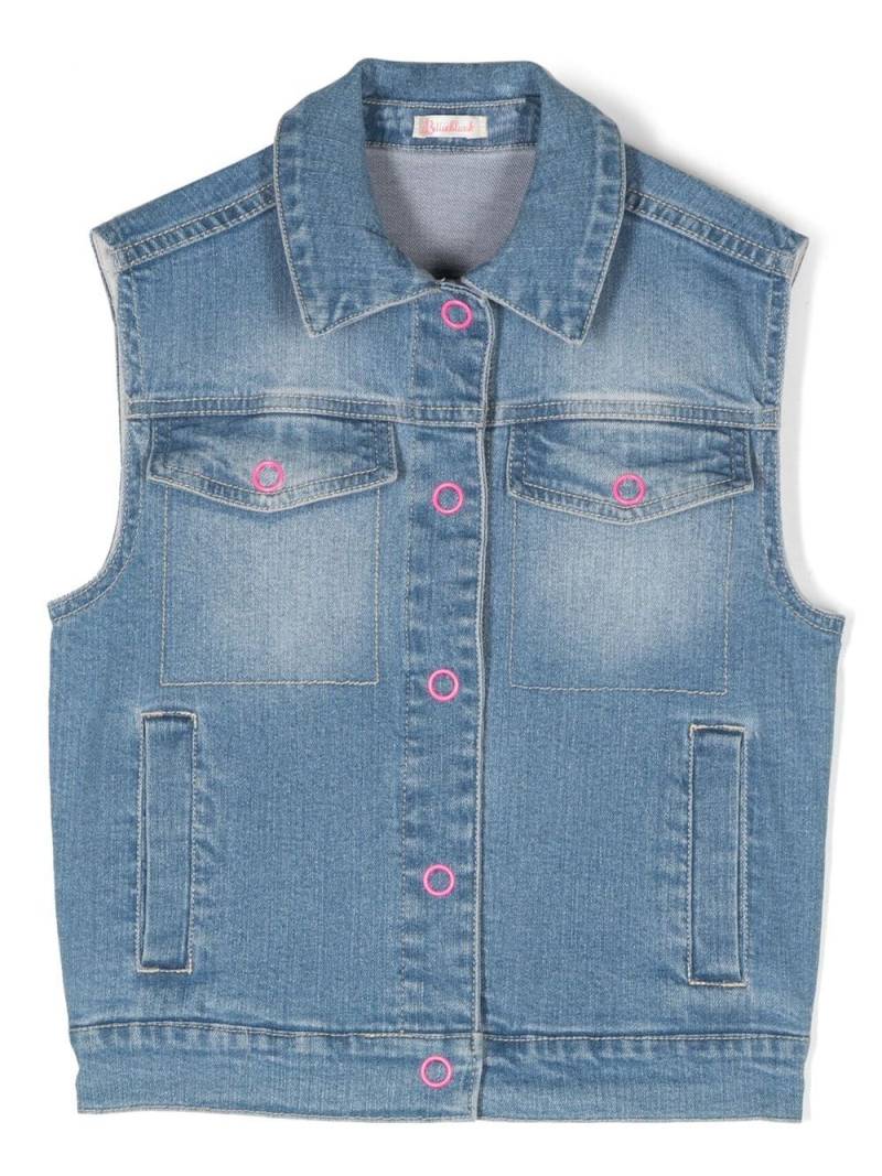 Billieblush heart-motif denim vest - Blue von Billieblush