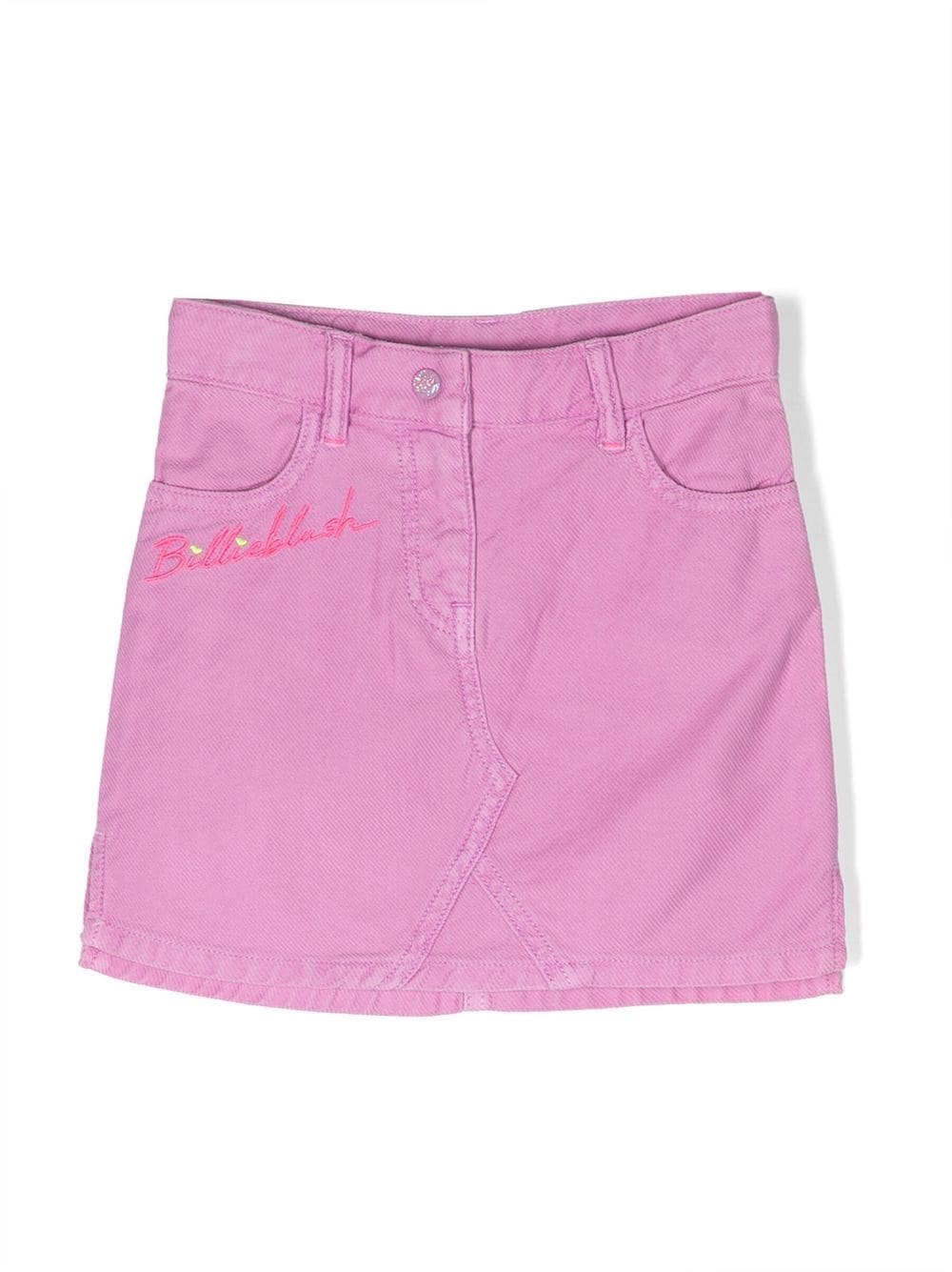 Billieblush logo-embroidered denim skirt - Purple von Billieblush