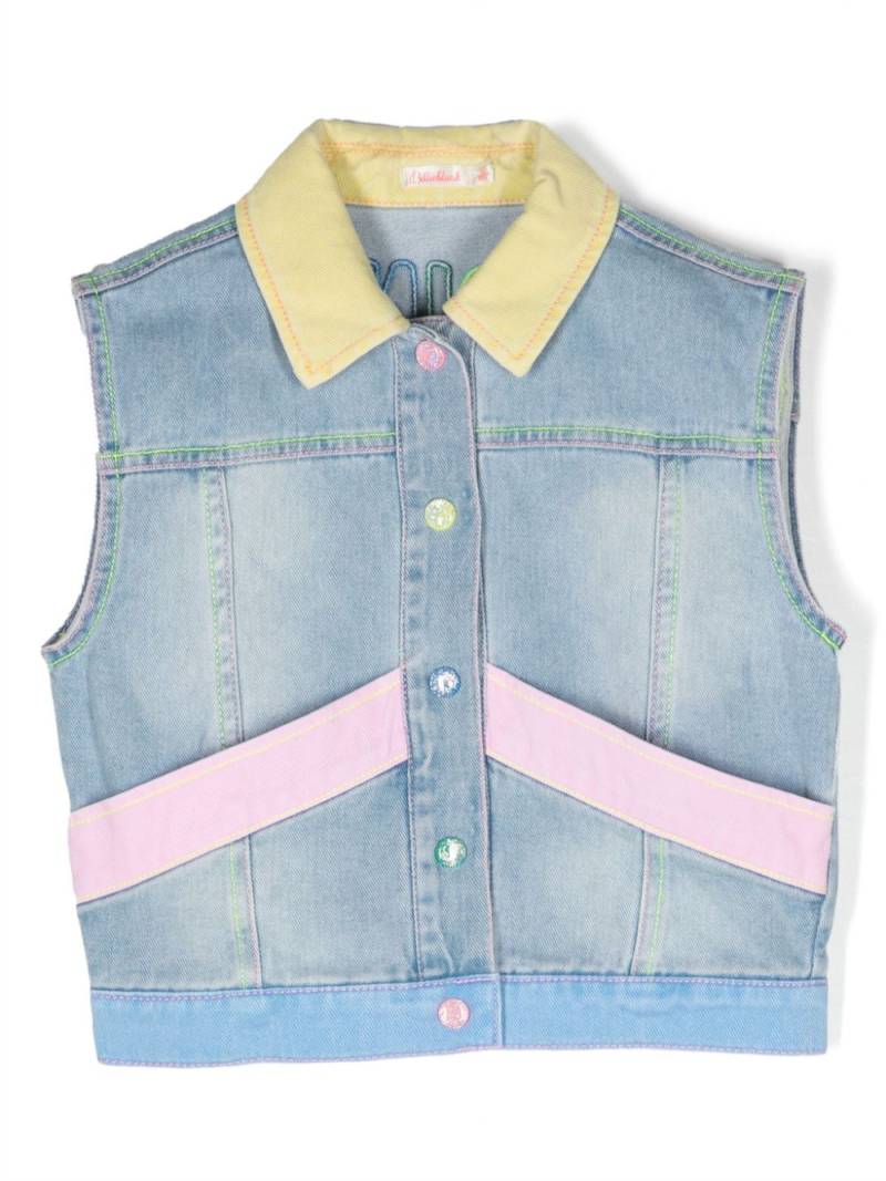 Billieblush logo-embroidered denim waistcoat - Blue von Billieblush