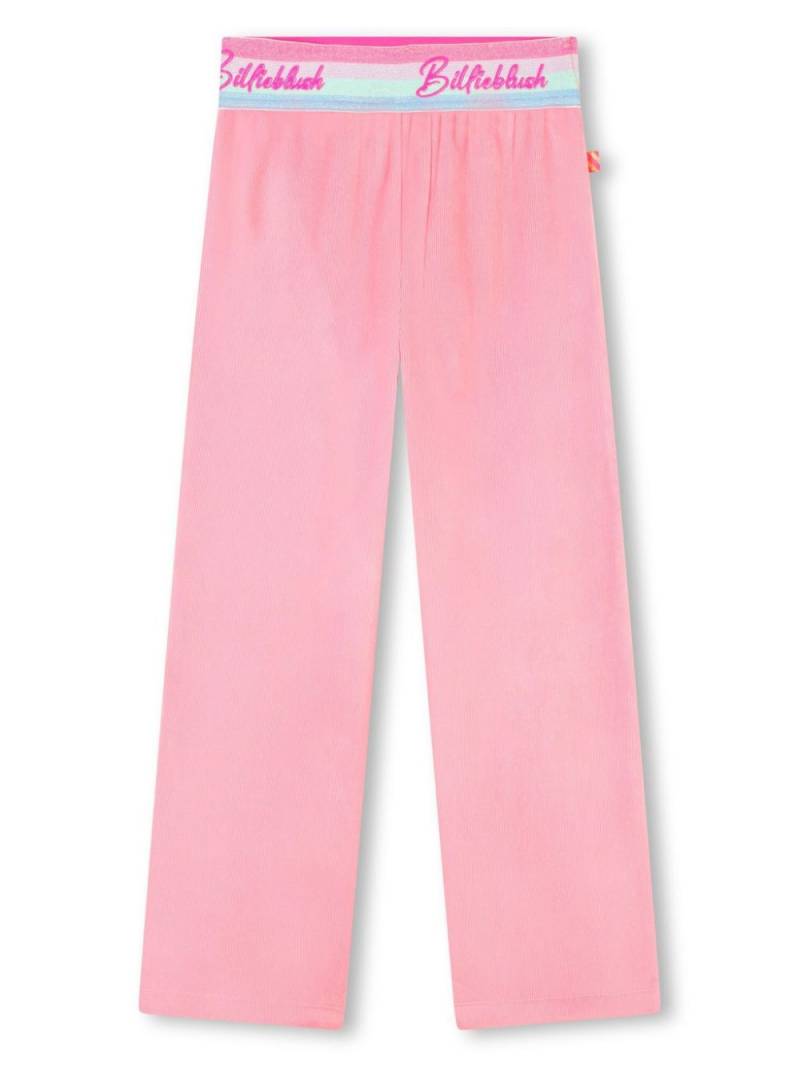 Billieblush logo-waistband velvet track pants - Pink von Billieblush