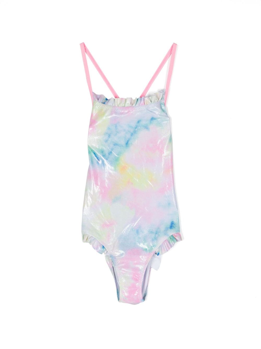 Billieblush ruffled lamé swimsuit - Blue von Billieblush