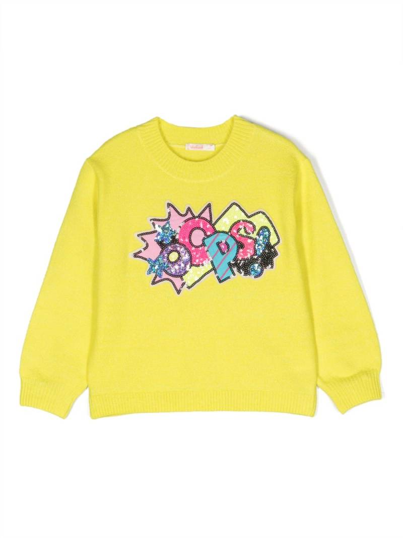 Billieblush sequin-embellished crew-neck jumper - Yellow von Billieblush