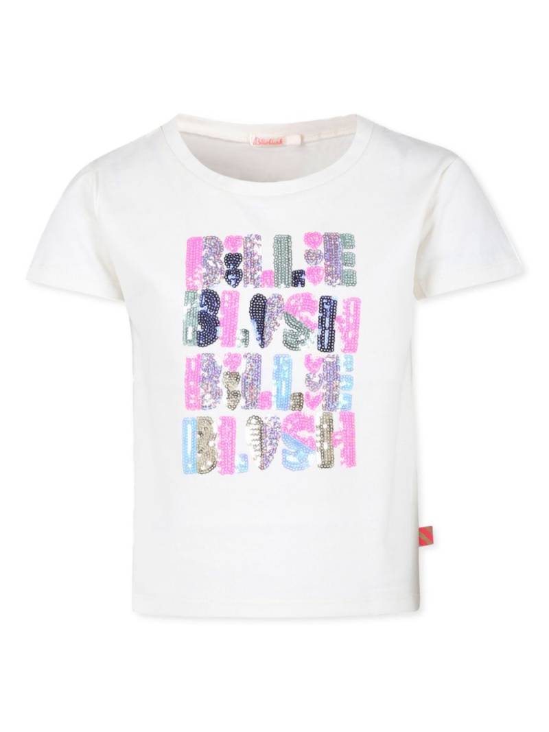 Billieblush sequin-embellished logo t-shirt - White von Billieblush