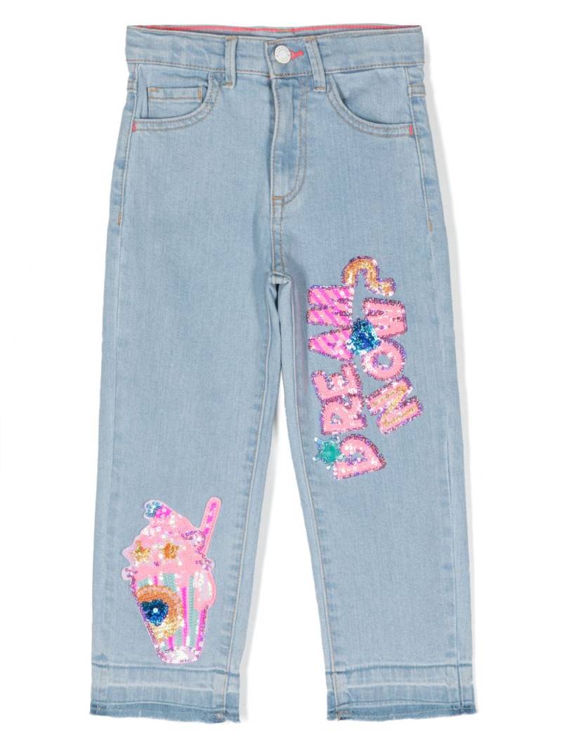 Billieblush sequined-appliqués straight-leg jeans - Blue von Billieblush