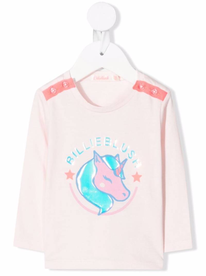 Billieblush unicorn logo print T-shirt - Pink von Billieblush