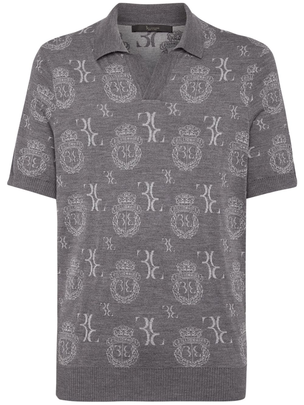 Billionaire Crest patterned-jacquard polo shirt - Grey von Billionaire