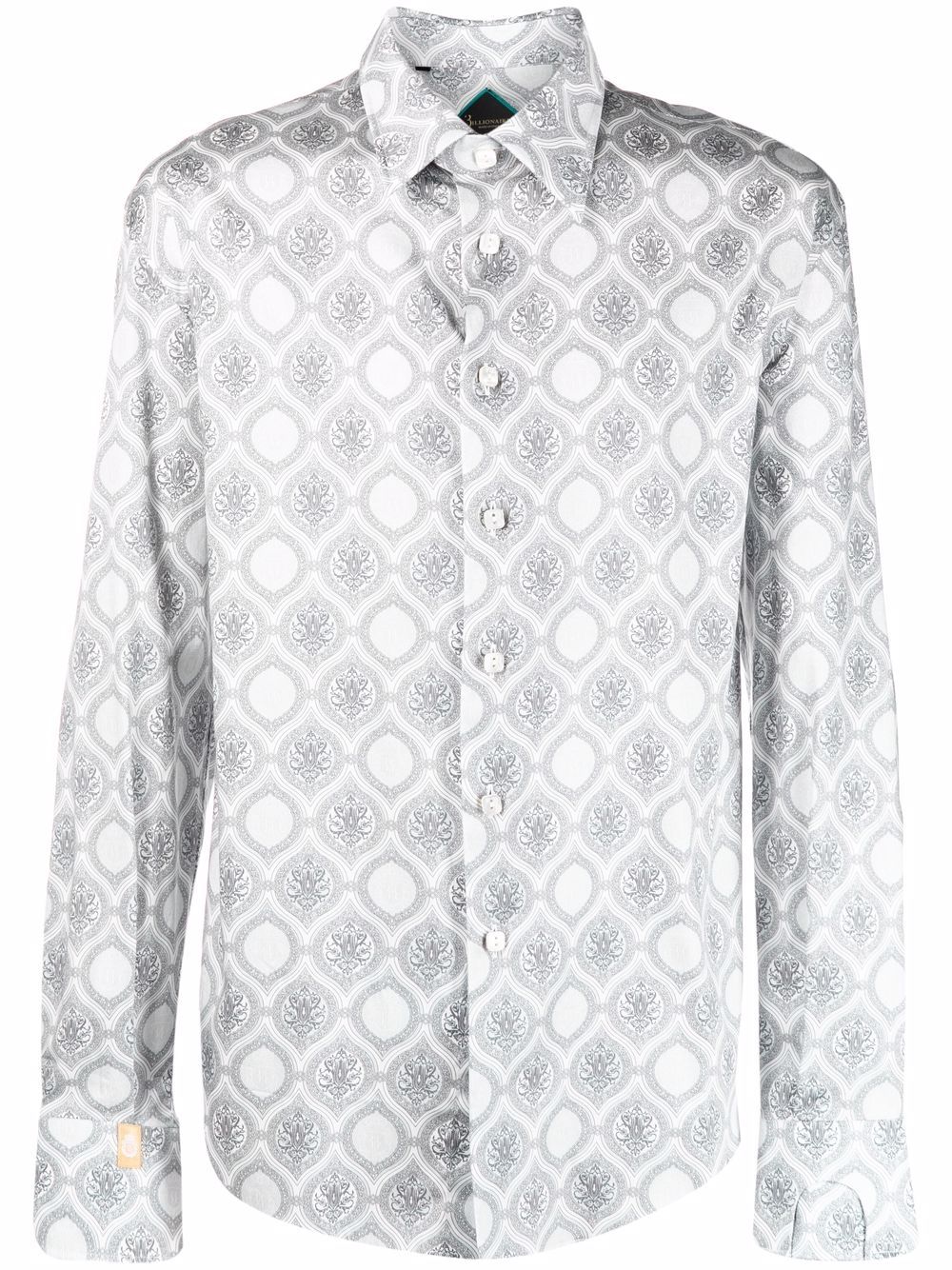 Billionaire Flavio baroque-print shirt - Grey von Billionaire