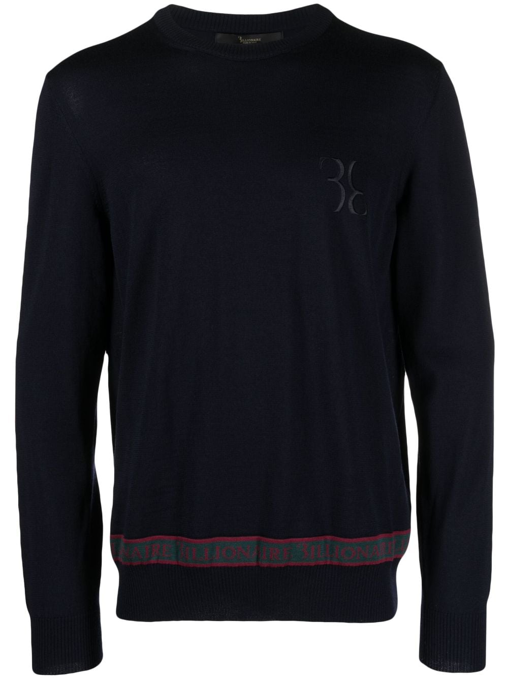 Billionaire LS logo-embroidered wool-silk jumper - Blue von Billionaire