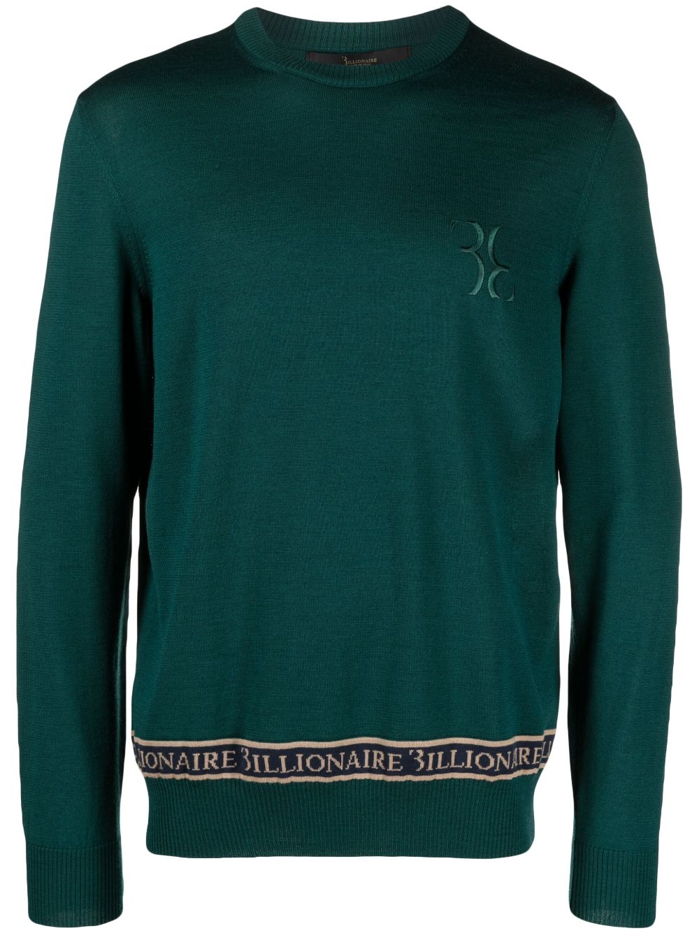 Billionaire LS logo-embroidered wool-silk jumper - Green von Billionaire