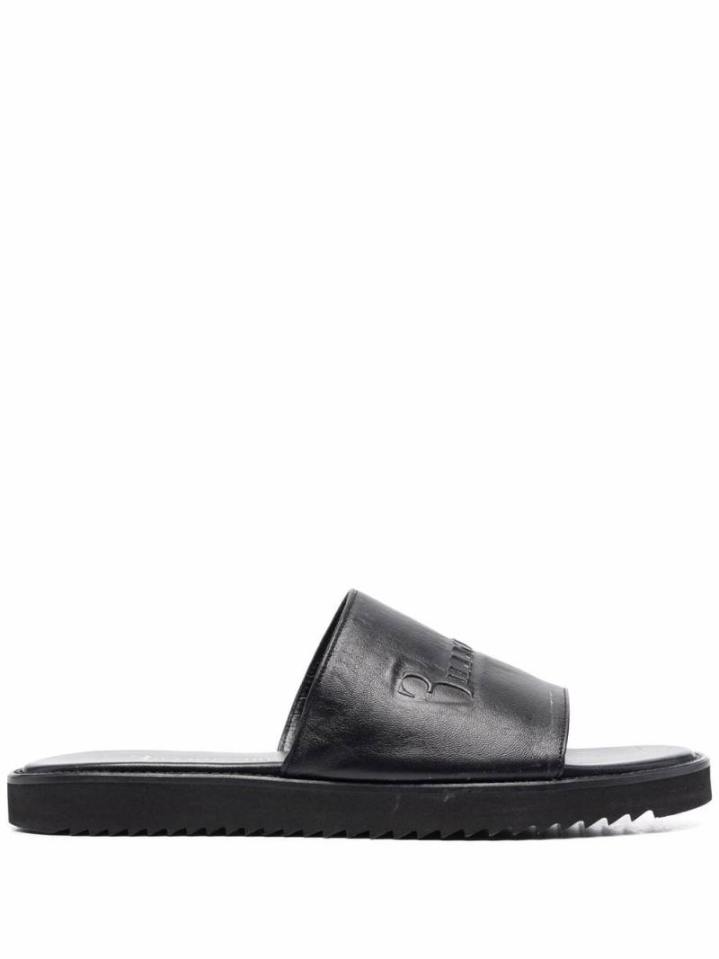 Billionaire Leather Flat Gummy Sandals - Black von Billionaire