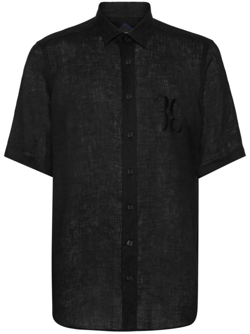 Billionaire "Linen Shirt Silver Cut LS" - Black von Billionaire