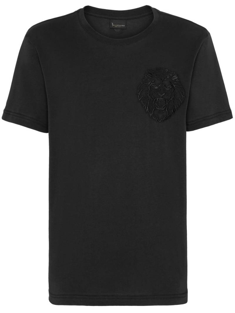 Billionaire Lion-embroidered cotton T-shirt - Black von Billionaire