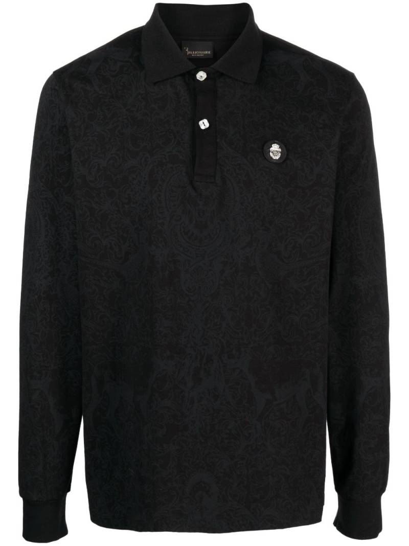 Billionaire Piquet long-sleeved polo shirt - Black von Billionaire