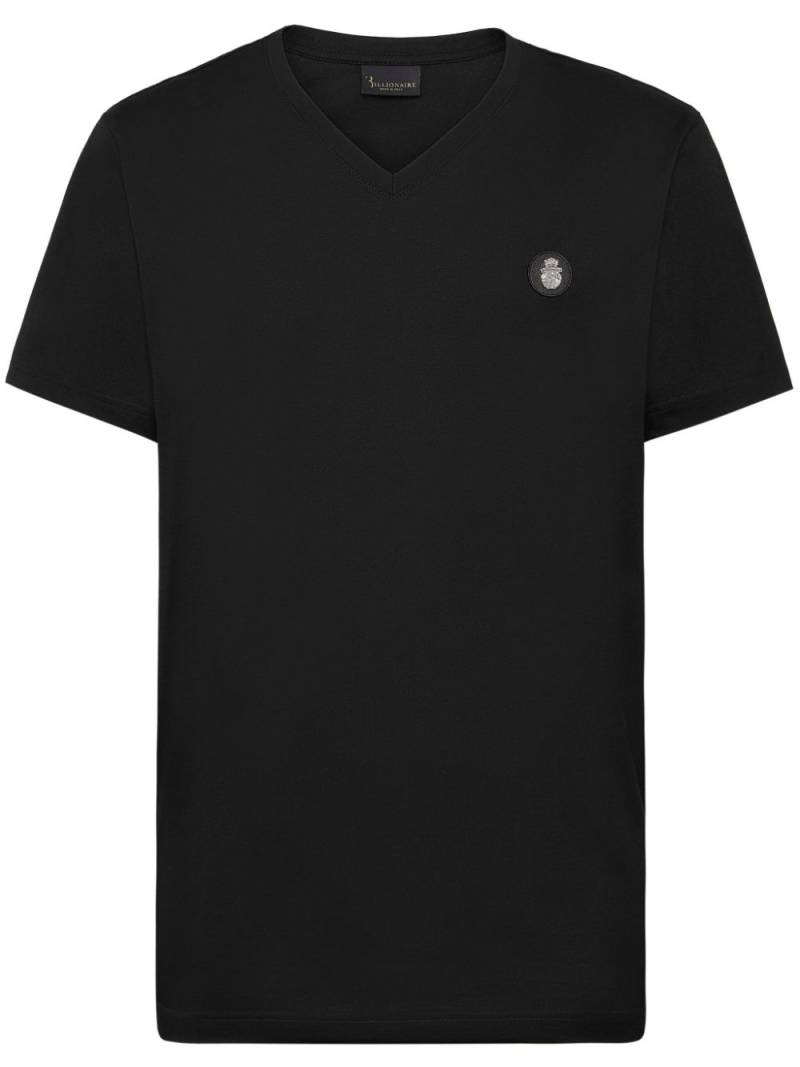 Billionaire SS V-neck cotton T-shirt - Black von Billionaire