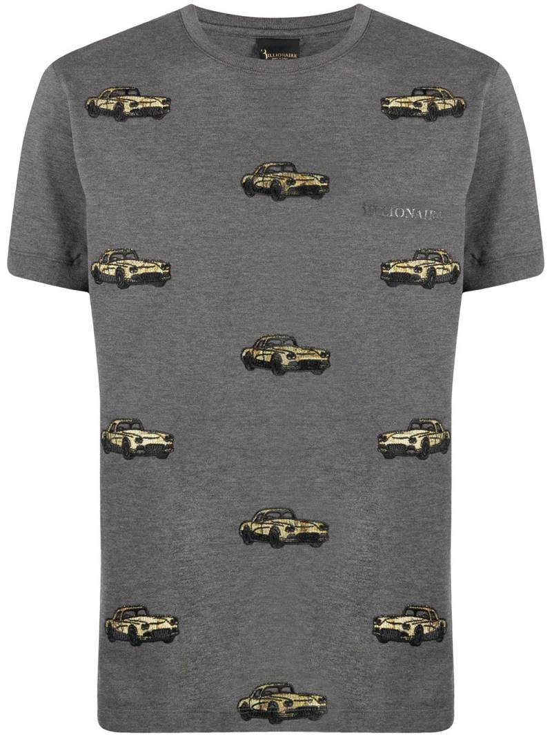 Billionaire car embroidery cotton T-shirt - Grey von Billionaire