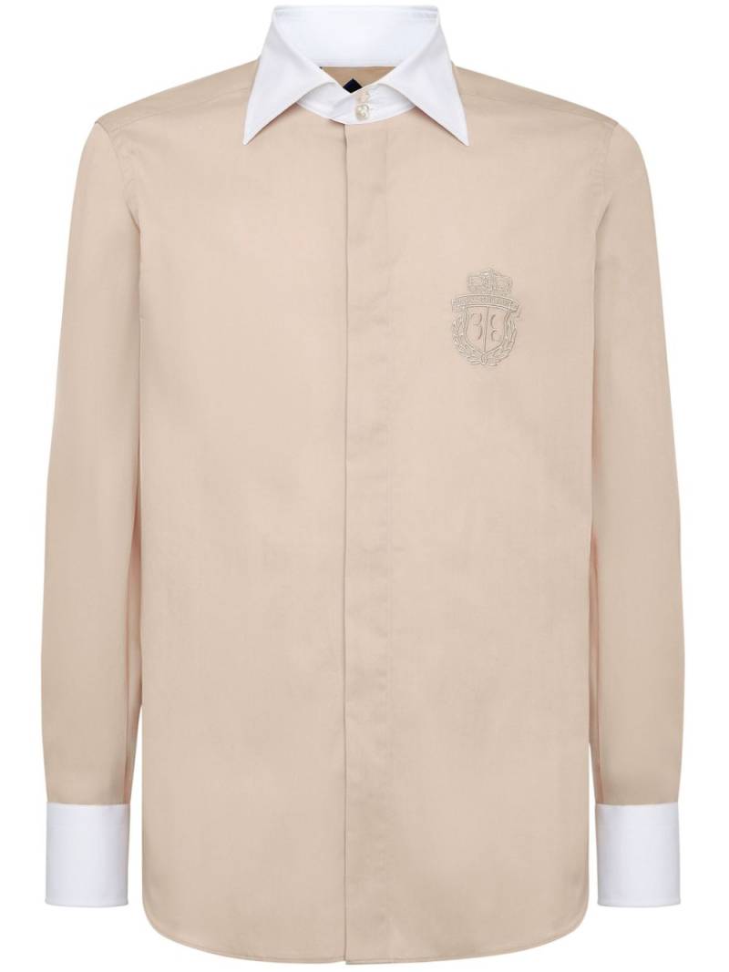 Billionaire contrast-collar stretch-cotton shirt - Neutrals von Billionaire