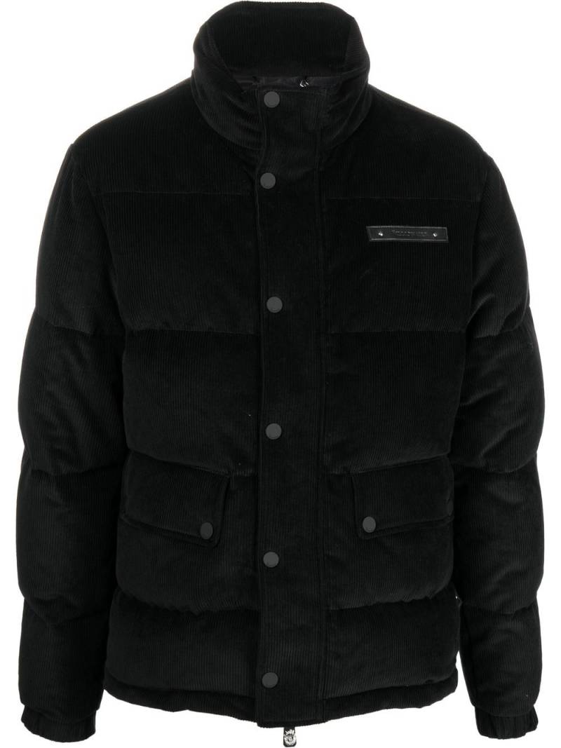 Billionaire corduroy-detail down jacket - Black von Billionaire