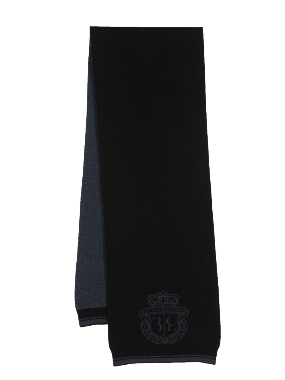 Billionaire crest-motif intarsia-knit scarf - Black von Billionaire