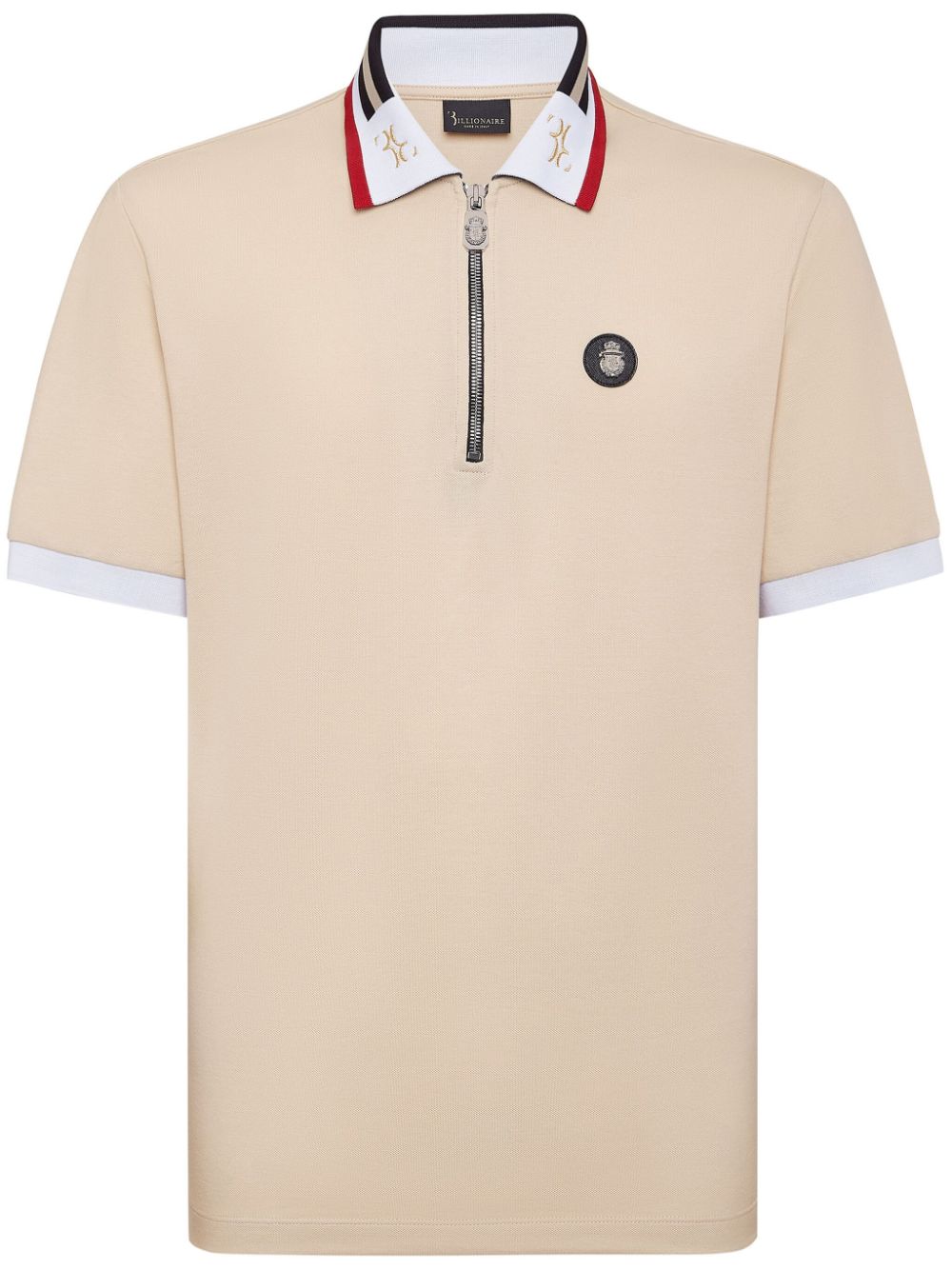 Billionaire crest-plaque cotton polo shirt - Neutrals von Billionaire