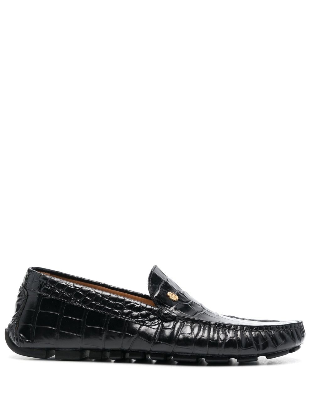 Billionaire crocodile-effect leather moccasin - Black von Billionaire