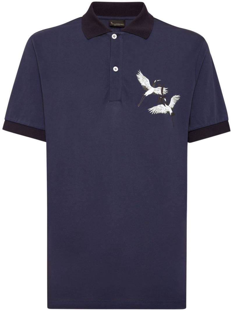 Billionaire embroidered piqué polo shirt - Blue von Billionaire