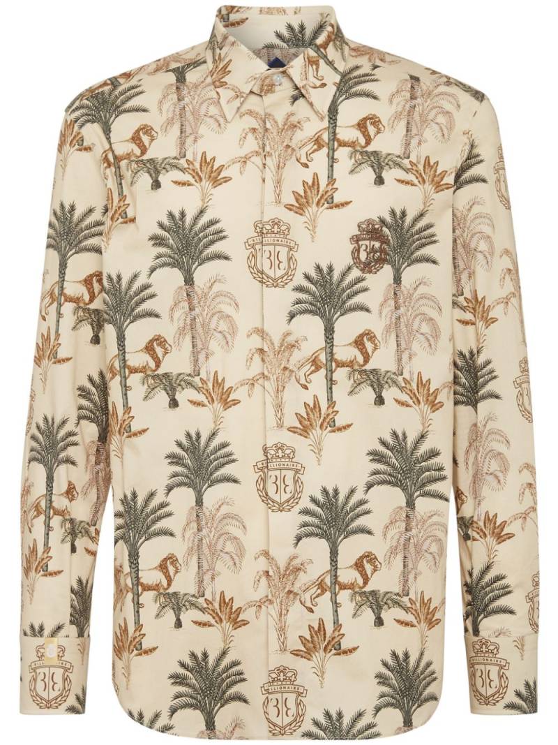 Billionaire graphic-print cotton shirt - Neutrals von Billionaire