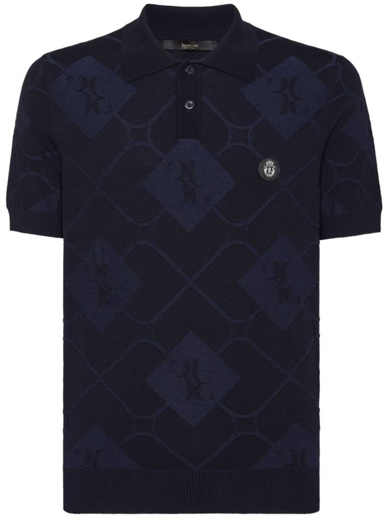 Billionaire intarsia-knit polo shirt - Blue von Billionaire