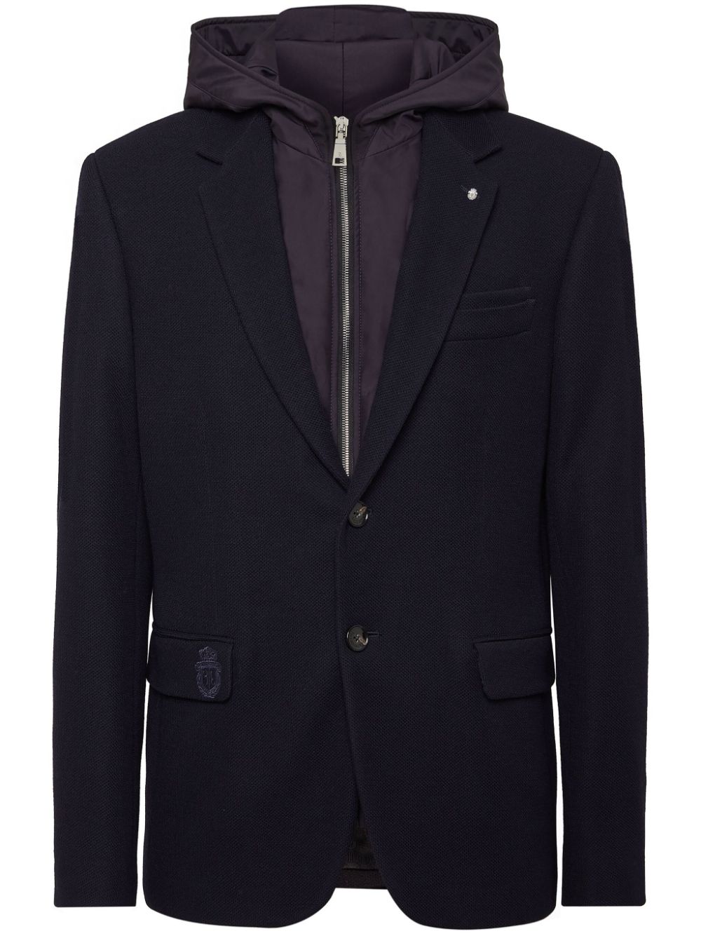 Billionaire layered hoodie notch lapels blazer - Blue von Billionaire