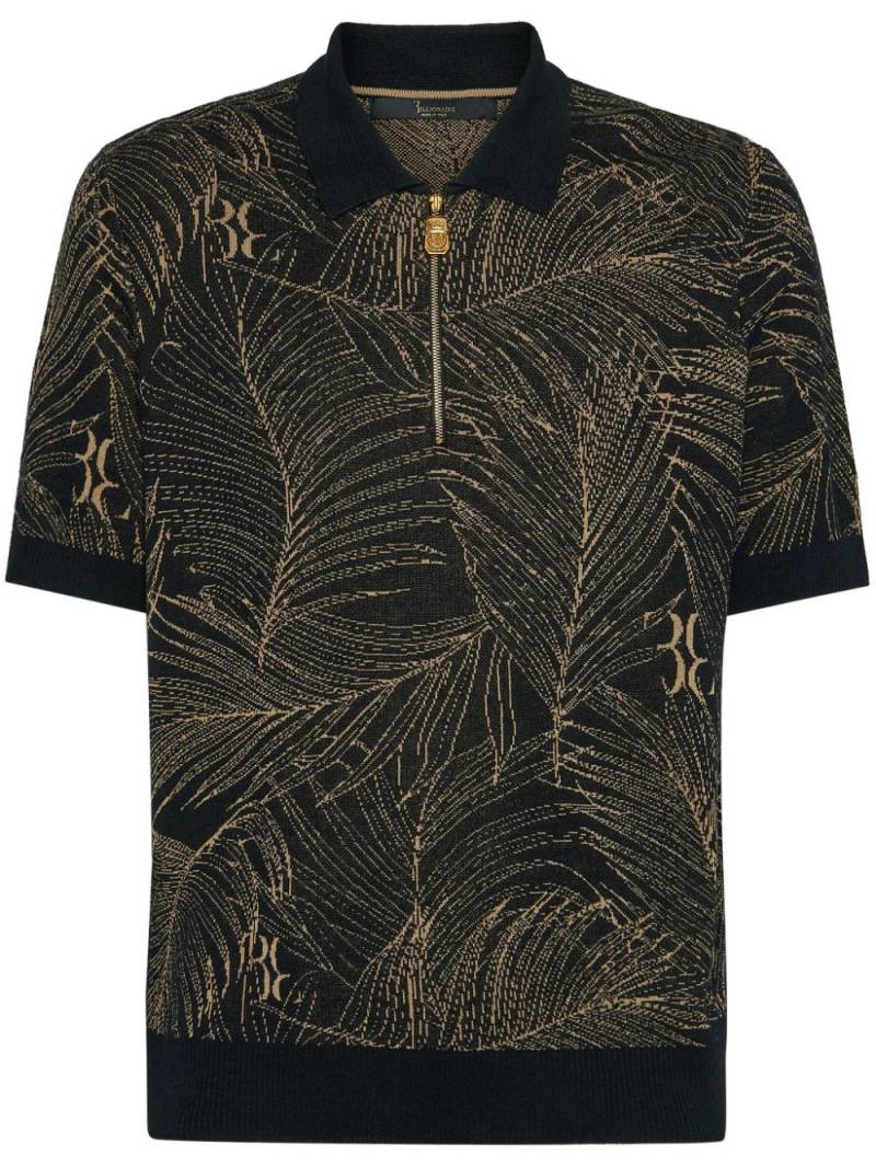 Billionaire leaf-print polo shirt - Black von Billionaire