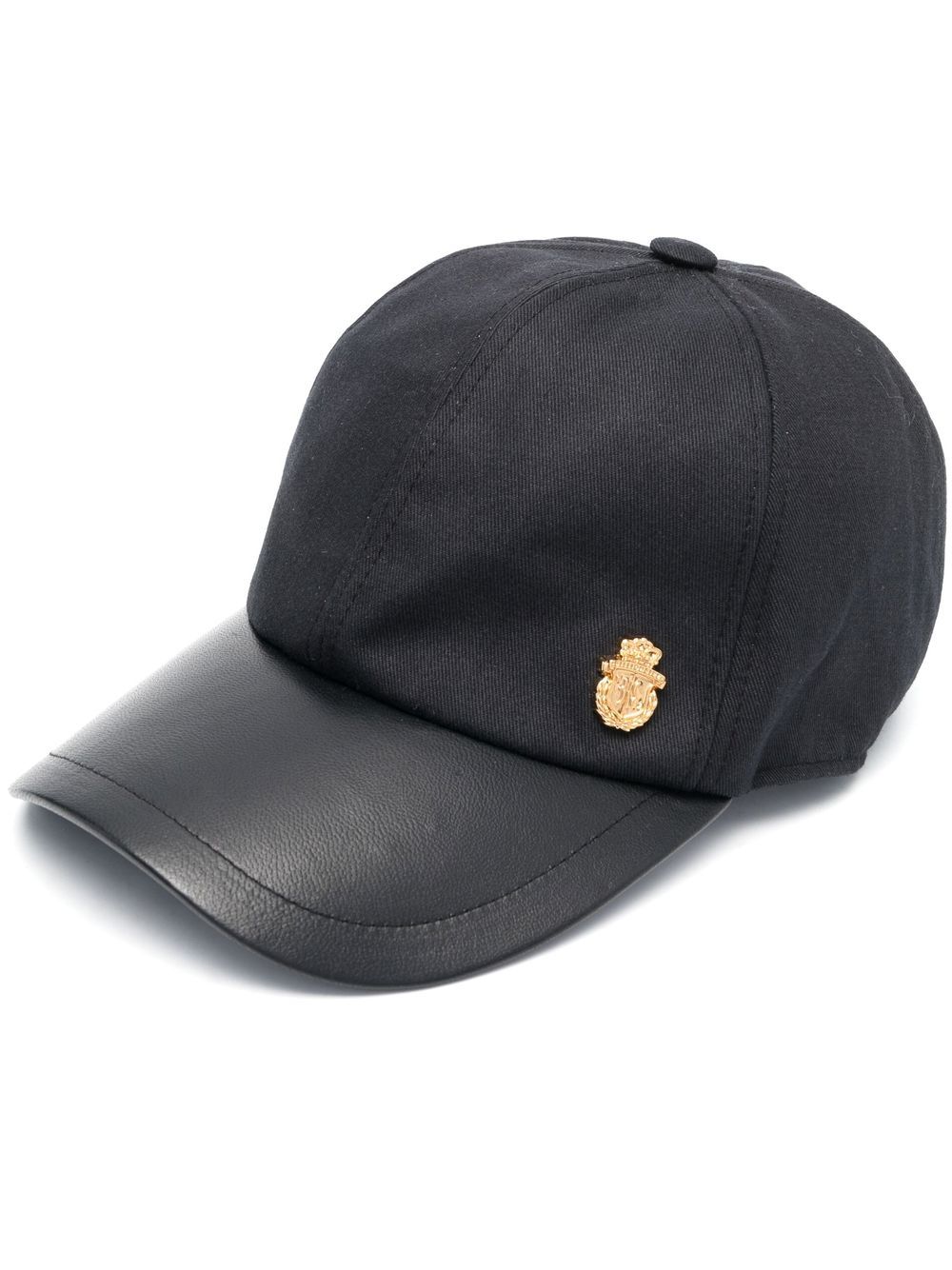 Billionaire leather peak baseball cap - Black von Billionaire