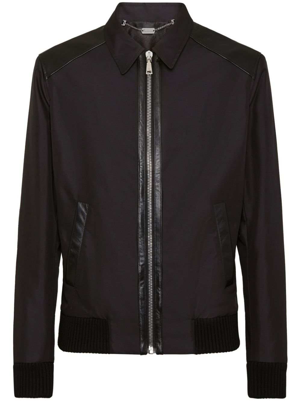 Billionaire leather-trim bomber jacket - Black von Billionaire