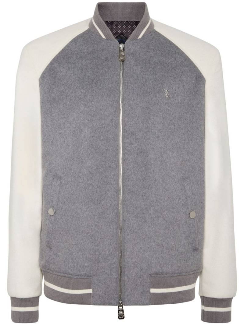 Billionaire logo-appliqué bomber jacket - Grey von Billionaire