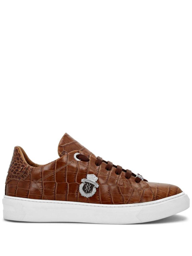 Billionaire logo-appliqué crocodile-effect sneakers - Brown von Billionaire