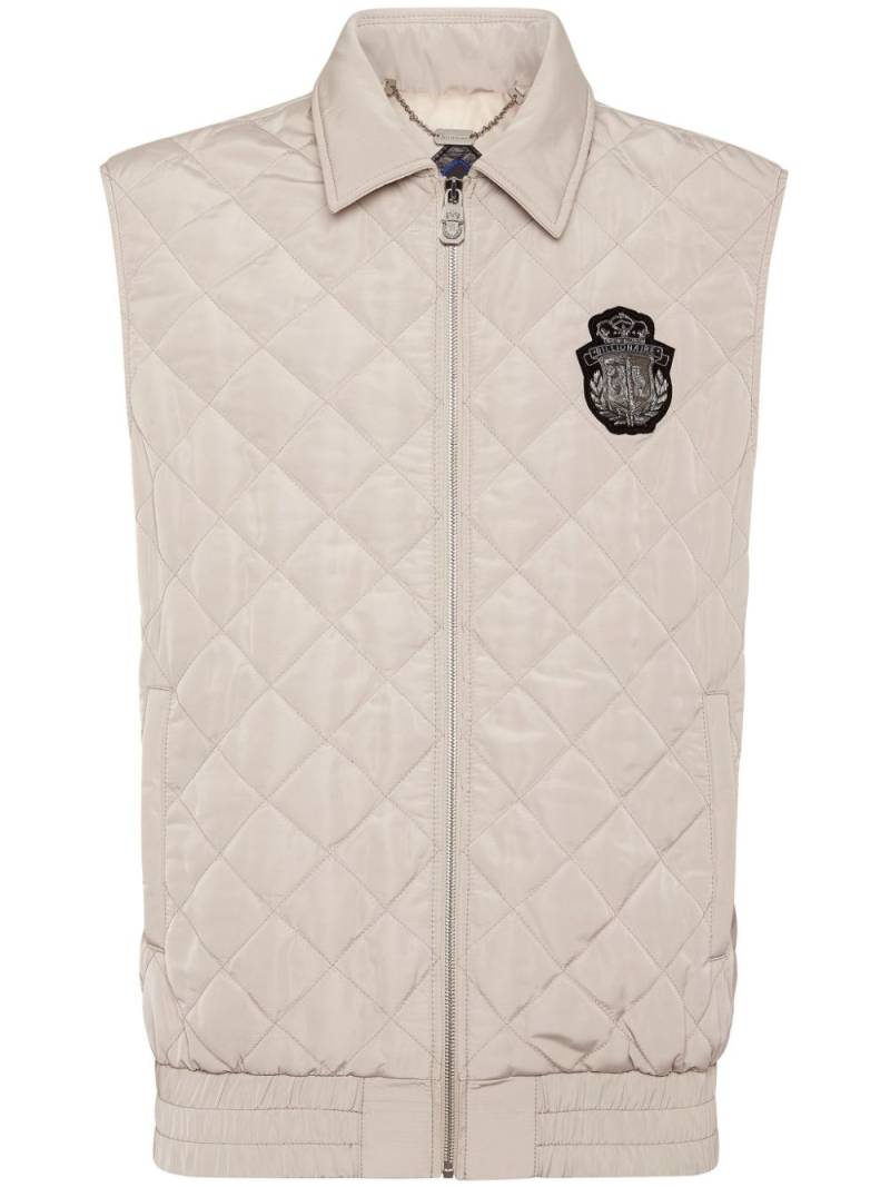 Billionaire logo-appliqué quilted gilet - Neutrals von Billionaire