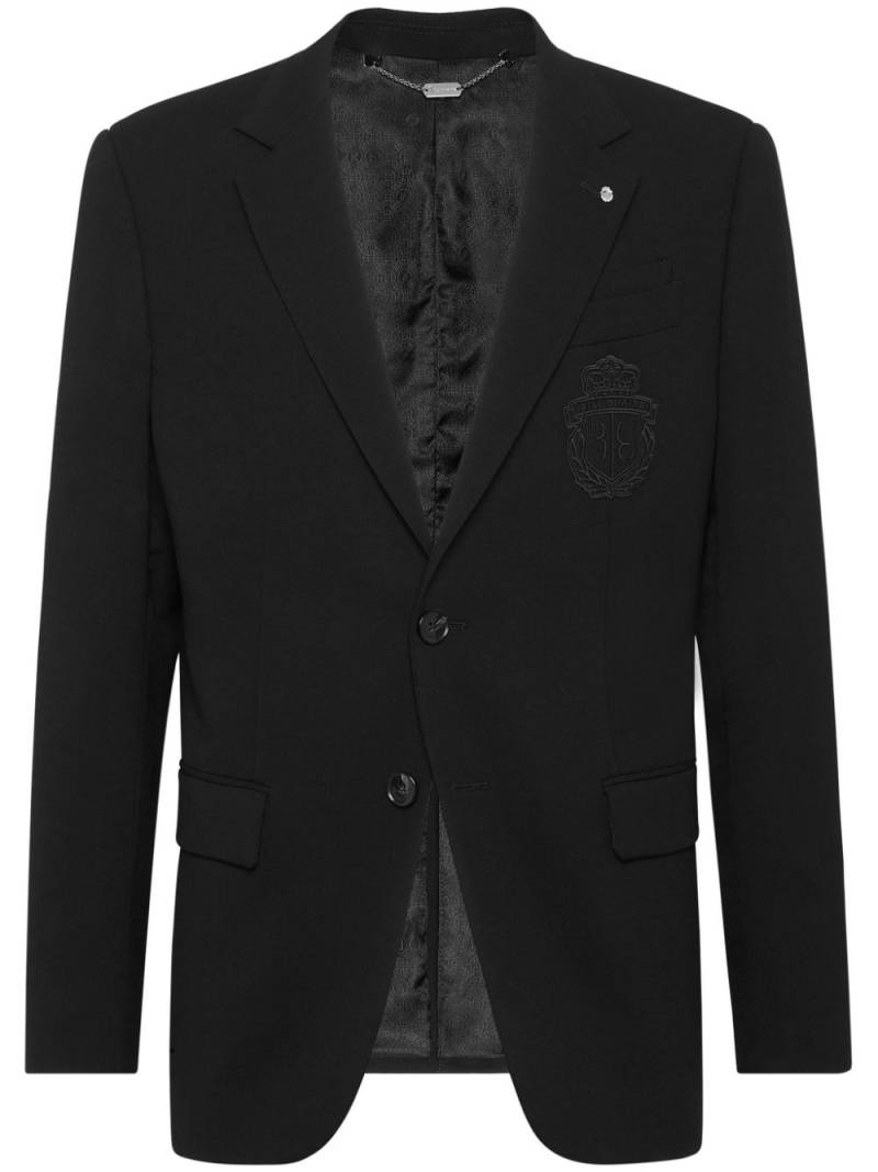 Billionaire logo-appliqué single-breasted blazer - Black von Billionaire