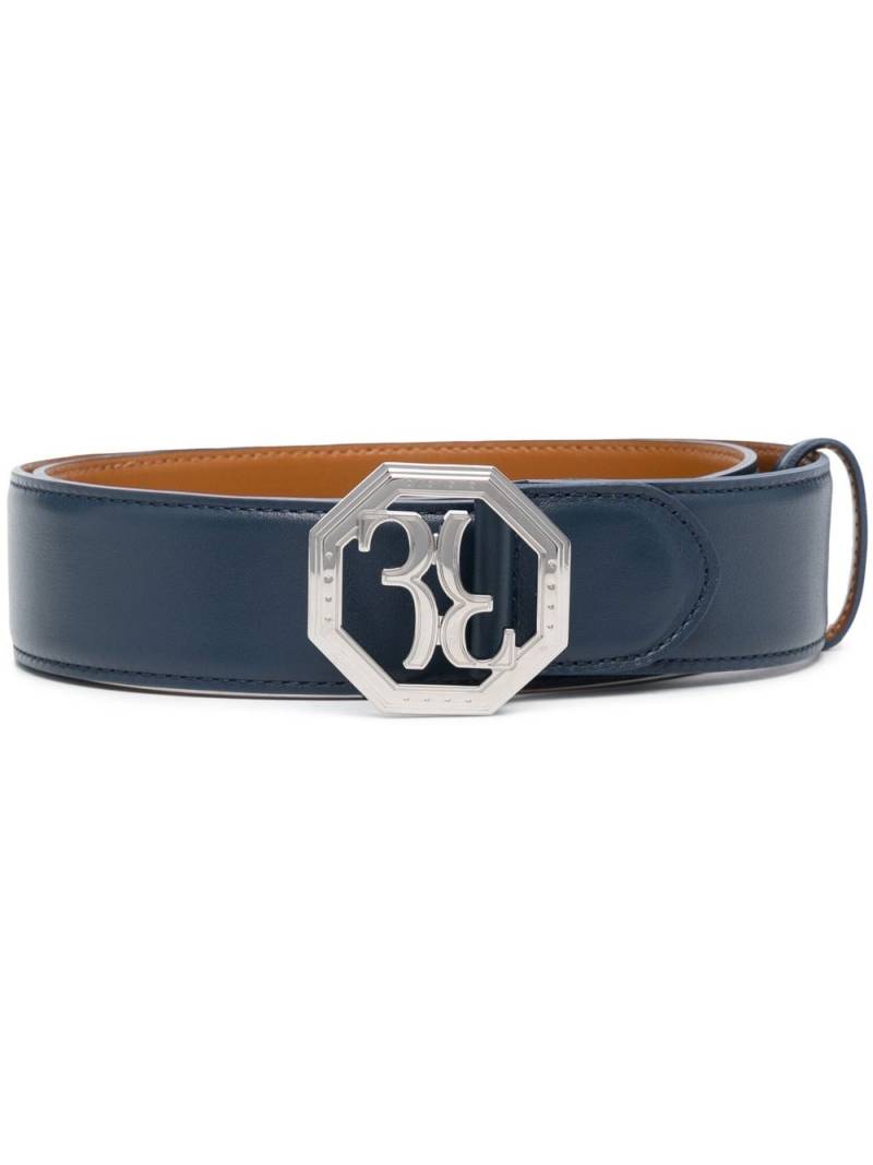 Billionaire logo-buckle leather belt - Blue von Billionaire